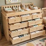 Solid Wood Changing Table with Drawers and Round Knob Handles-Natural