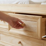 Solid Wood Changing Table with Drawers and Round Knob Handles-Natural
