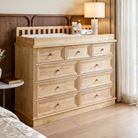 Solid Wood Changing Table with Drawers and Round Knob Handles-Natural