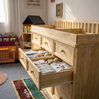 Solid Wood Changing Table with 9 Drawers-Natural