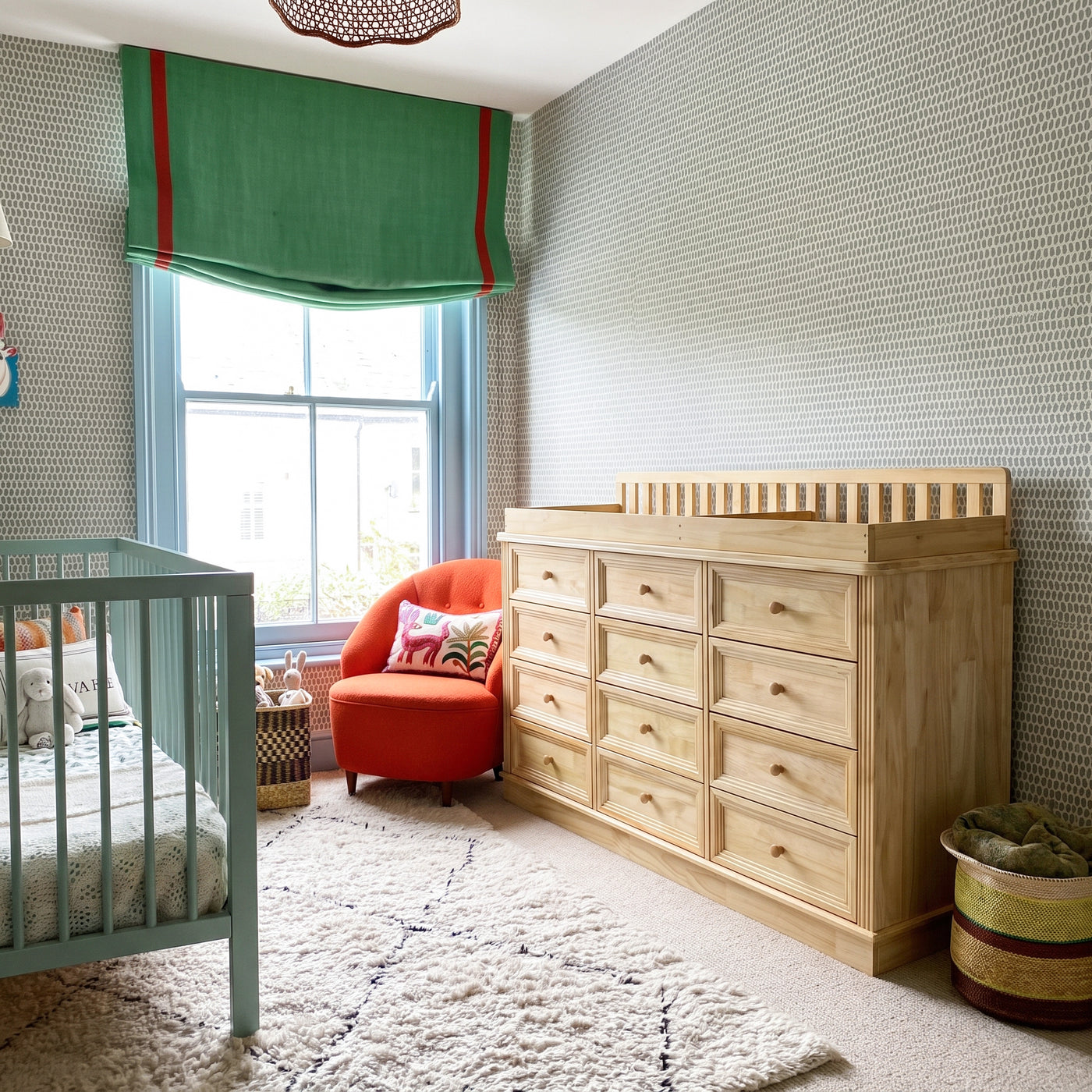 Solid Wood Changing Table with 9 Drawers-Natural