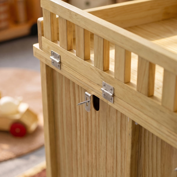 Solid Wood Changing Table with 9 Drawers-Natural