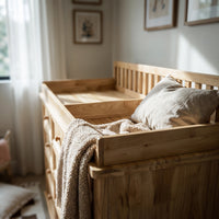 Solid Wood Changing Table with 9 Drawers-Natural