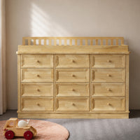 Solid Wood Changing Table with 9 Drawers-Natural