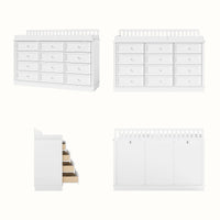 Solid Wood Changing Table with 12 Drawers-White