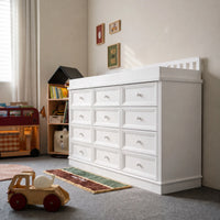 Solid Wood Changing Table with 12 Drawers-White