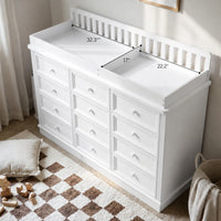 Solid Wood Changing Table with 12 Drawers-White