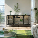 Display Cabinet with LED Lighting and Open Shelving