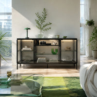Display Cabinet with LED Lighting and Open Shelving