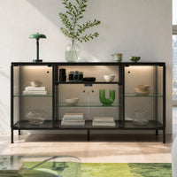 Display Cabinet with LED Lighting and Open Shelving