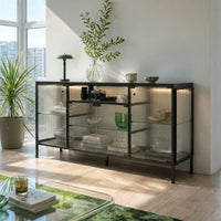 Display Cabinet with LED Lighting and Open Shelving