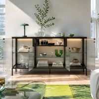 Display Cabinet with LED Lighting and Open Shelving