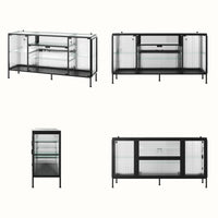 Display Cabinet with LED Lighting and Open Shelving