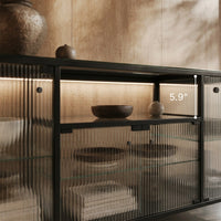 Display Cabinet with LED Lighting and Open Shelving