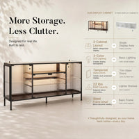 Display Cabinet with LED Lighting and Open Shelving