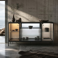 Display Cabinet with LED Lighting and Open Shelving
