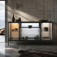 Display Cabinet with LED Lighting and Open Shelving