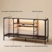 Display Cabinet with LED Lighting and Open Shelving