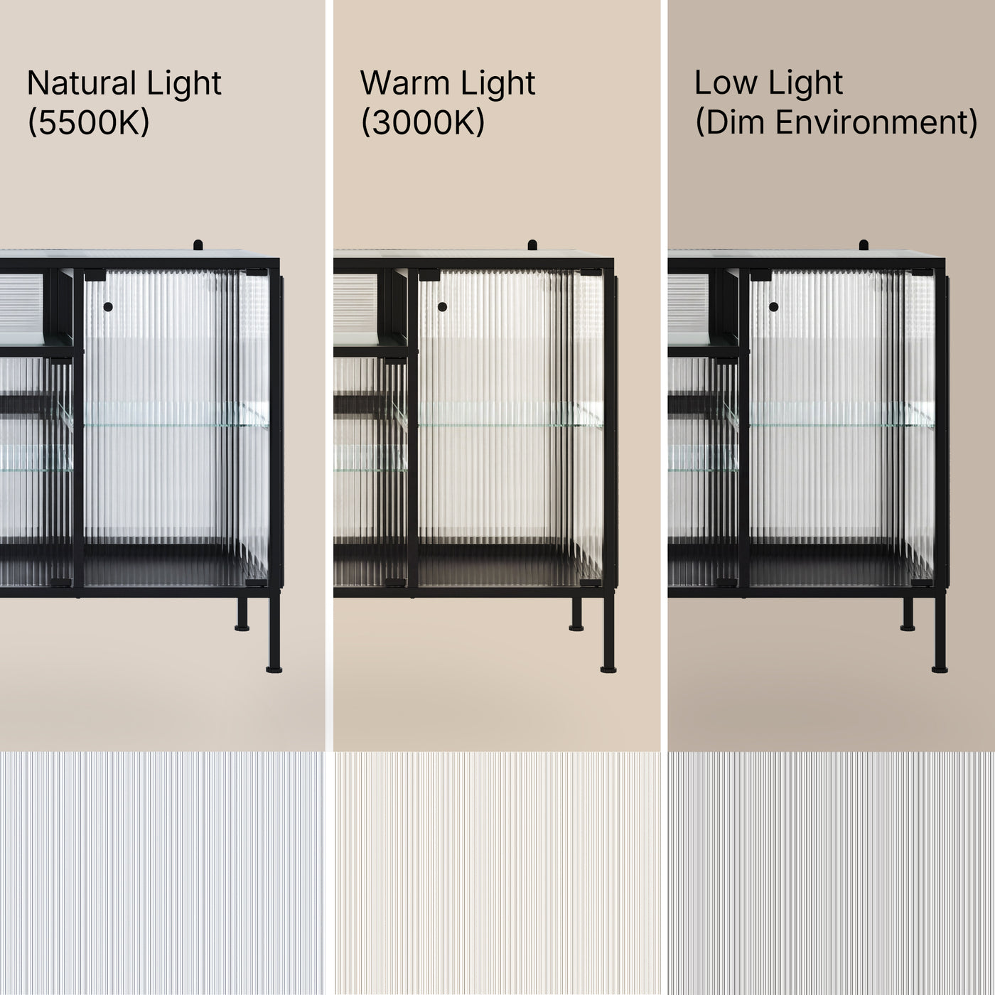 Display Cabinet with LED Lighting and Open Shelving