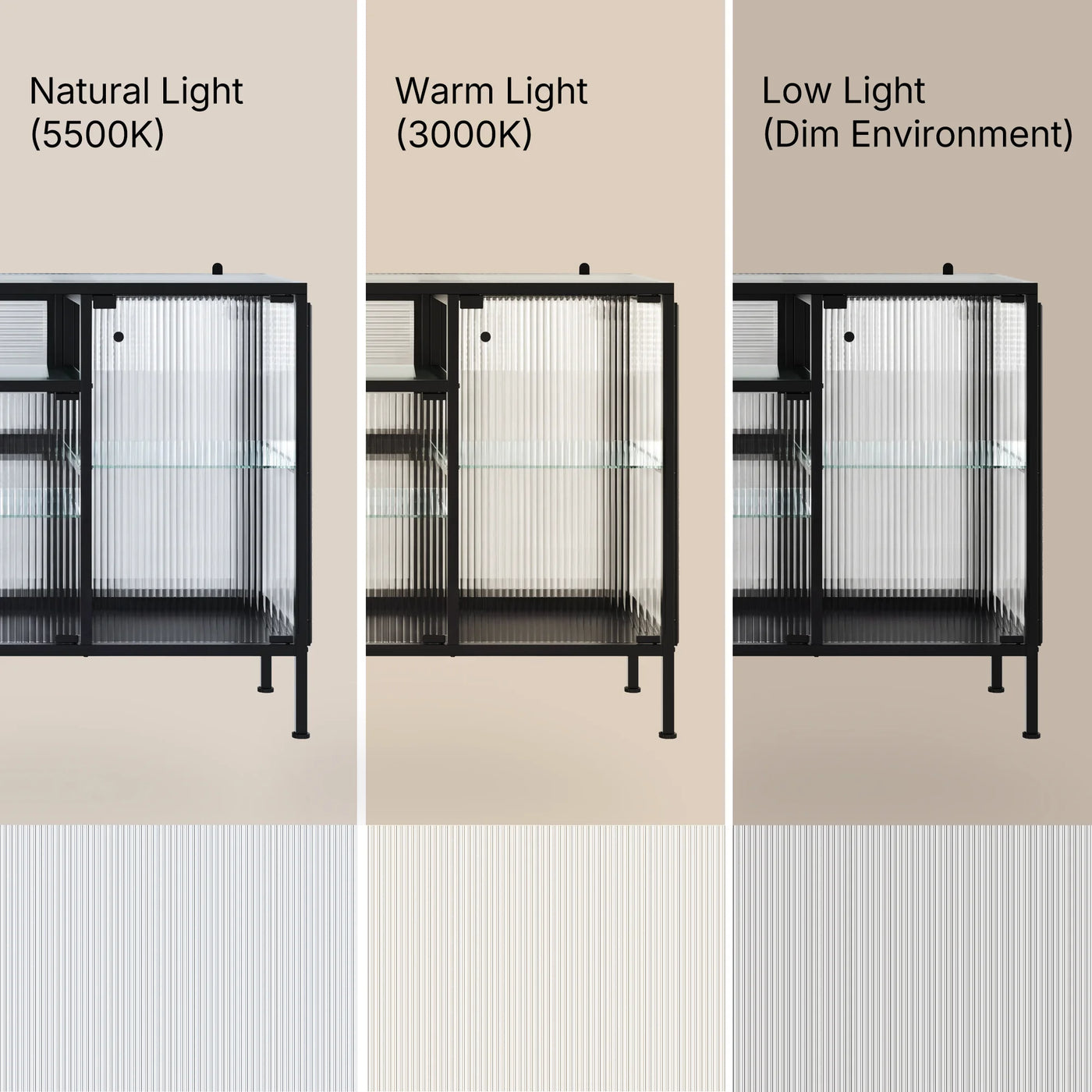 Display Cabinet with LED Lighting and Open Shelving