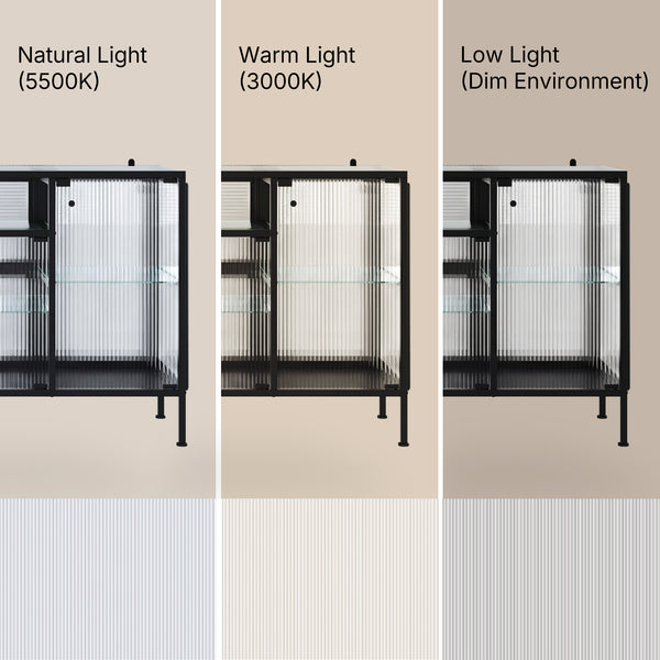Display Cabinet with LED Lighting and Open Shelving