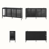 Storage Cabinet with Glass Doors and Metal Frame