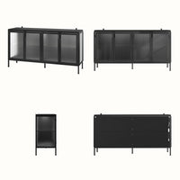 Storage Cabinet with Glass Doors and Metal Frame