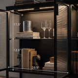 Storage Cabinet with Glass Doors and Metal Frame