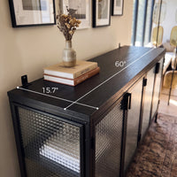 Storage Cabinet with Glass Doors and Metal Frame