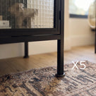 Storage Cabinet with Glass Doors and Metal Frame