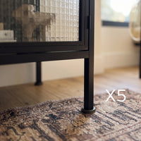 Storage Cabinet with Glass Doors and Metal Frame