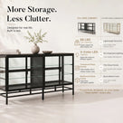 4-Door Display Cabinet with Glass Shelves and Iron Legs