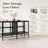 4-Door Display Cabinet with Glass Shelves and Iron Legs