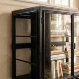 4-Door Display Cabinet with Glass Shelves and Iron Legs