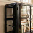 4-Door Display Cabinet with Glass Shelves and Iron Legs