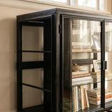 4-Door Display Cabinet with Glass Shelves and Iron Legs