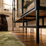 4-Door Display Cabinet with Glass Shelves and Iron Legs