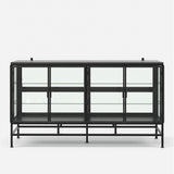 4-Door Display Cabinet with Glass Shelves and Iron Legs