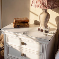 White Classic 3-Drawer Nightstand with Metal Handles, Set of 2