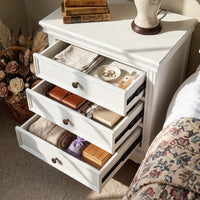White Classic 3-Drawer Nightstand with Metal Handles, Set of 2