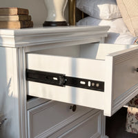 White Classic 3-Drawer Nightstand with Metal Handles, Set of 2