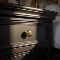 Black Classic 3-Drawer Nightstand with Metal Handles, Set of 2