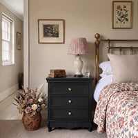 Black Classic 3-Drawer Nightstand with Metal Handles