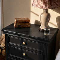 Black Classic 3-Drawer Nightstand with Metal Handles, Set of 2