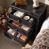 Black Classic 3-Drawer Nightstand with Metal Handles