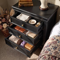 Black Classic 3-Drawer Nightstand with Metal Handles, Set of 2