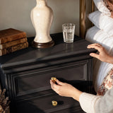 Black Classic 3-Drawer Nightstand with Metal Handles
