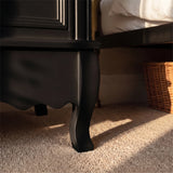 Black Classic 3-Drawer Nightstand with Metal Handles