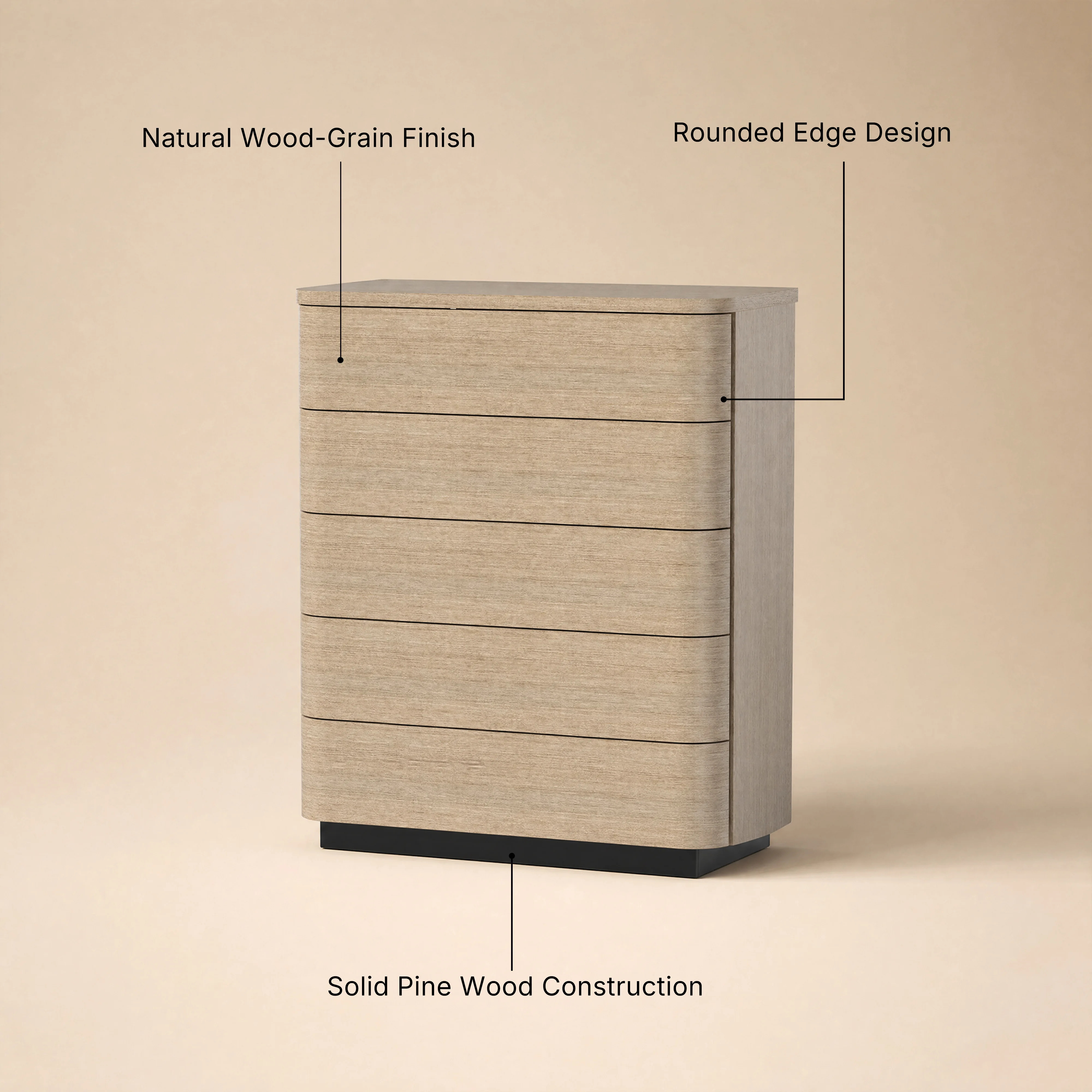 Orbis 5-Drawer Curved Chest