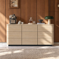 Orbis 9-Drawer Curved Dresser – Oak